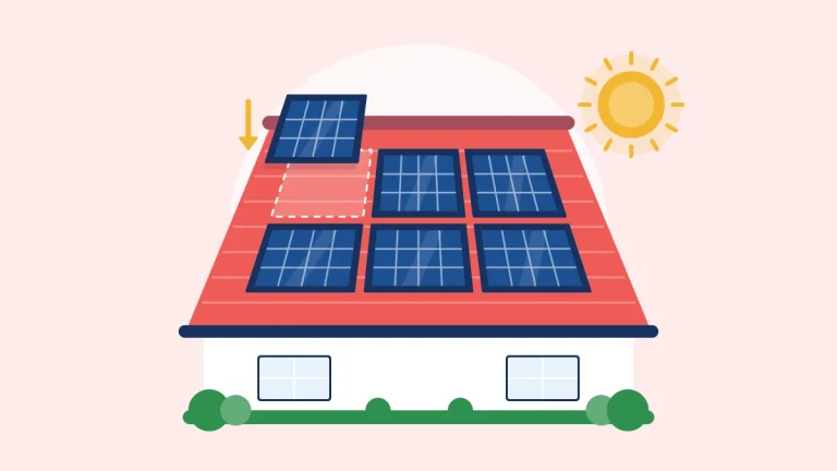 Illustration of a red roof being fitted with rows of solar panels