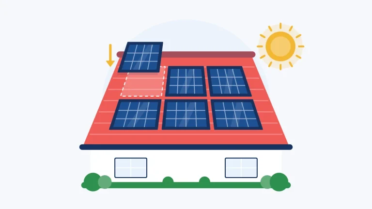 Illustration of a red roof being fitted with rows of solar panels