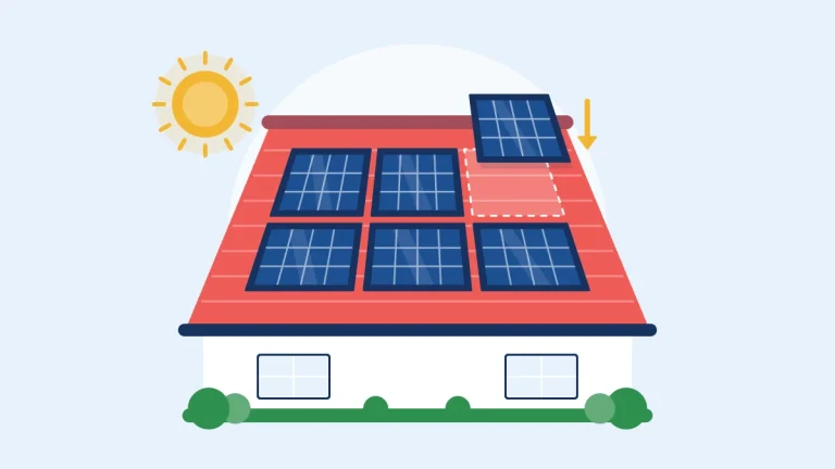 Illustration of a red roof being fitted with rows of solar panels
